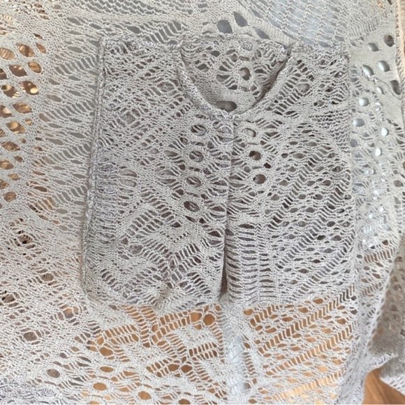 Lily by Firmiana bohemian beige crochet vest with front pockets. Women’s size S - Picture 8 of 11
